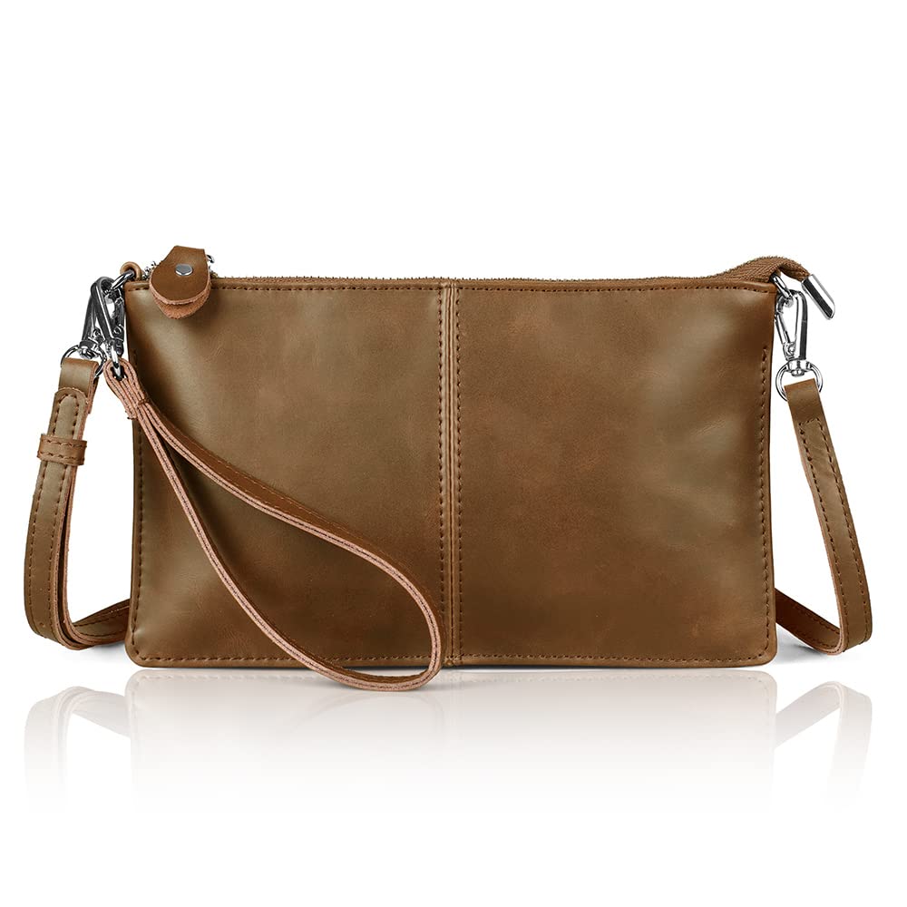 befen Genuine Leather Wristlet Clutch Wallet Purses Small Crossbody Bags for Women with RFID Blocking Card Slots