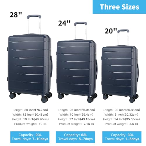 3-Piece Hardshell Luggage Set – Navy