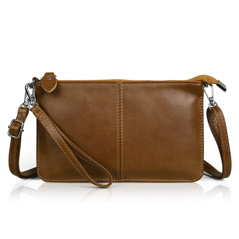 befen Genuine Leather Wristlet Clutch Wallet Purses Small Crossbody Bags for Women with RFID Blocking Card Slots
