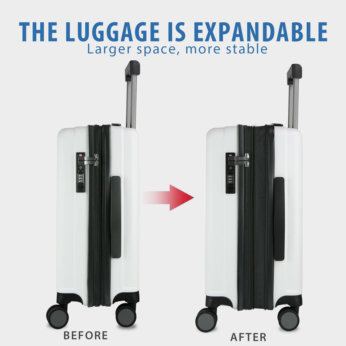 KROSER 20" Carry-On Luggage White