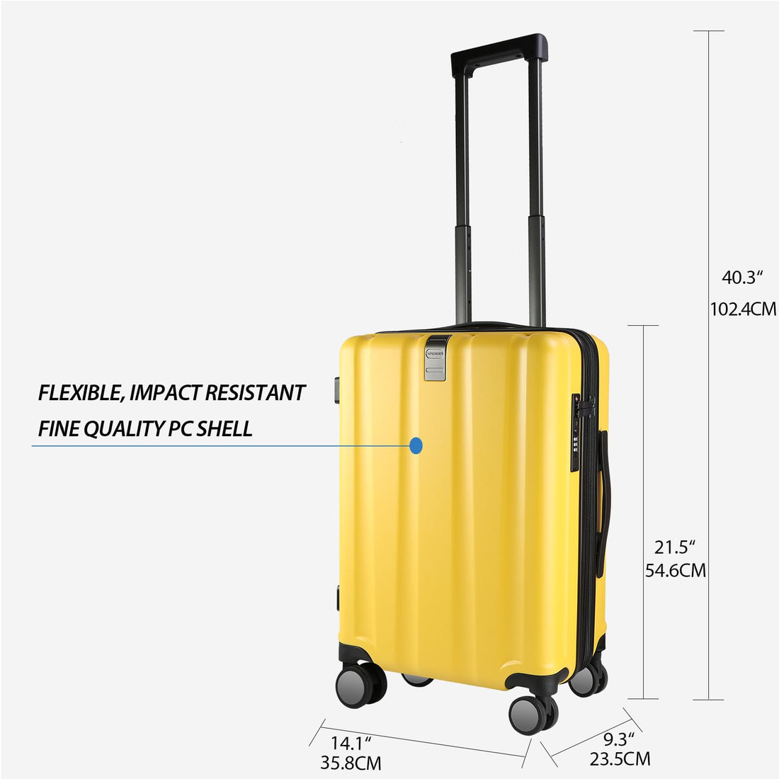 KROSER 20" Carry-On Luggage White