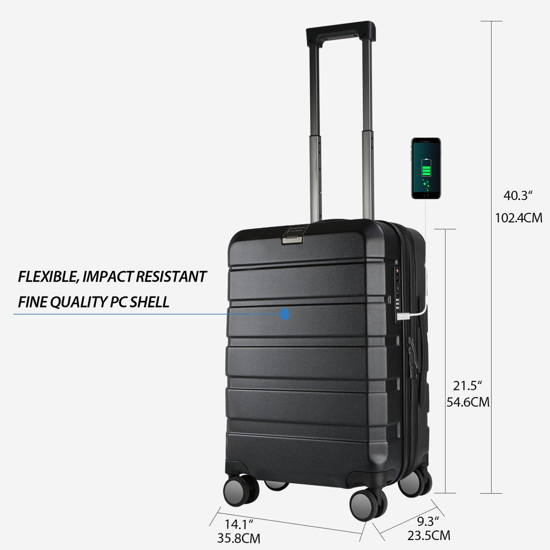 KROSER 20" Carry-On – Steel Grey