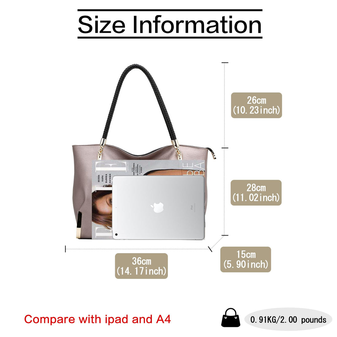 FOXLOVER Large Women's Tote Bag