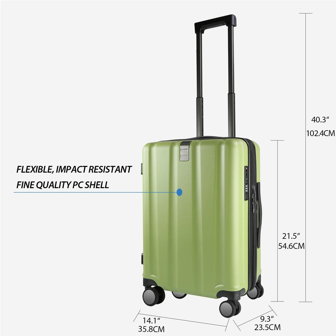 KROSER 20" Carry-On Luggage White
