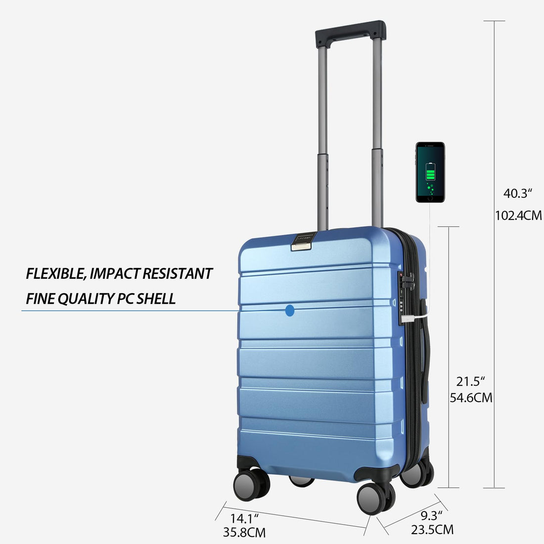 KROSER 20" Carry-On – Steel Grey