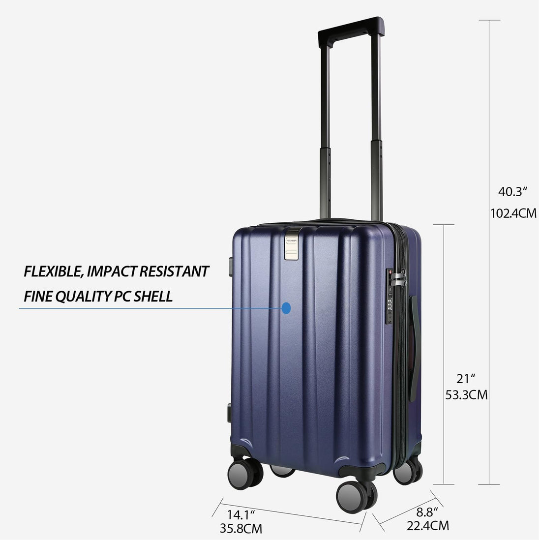 KROSER 20" Carry-On Luggage White