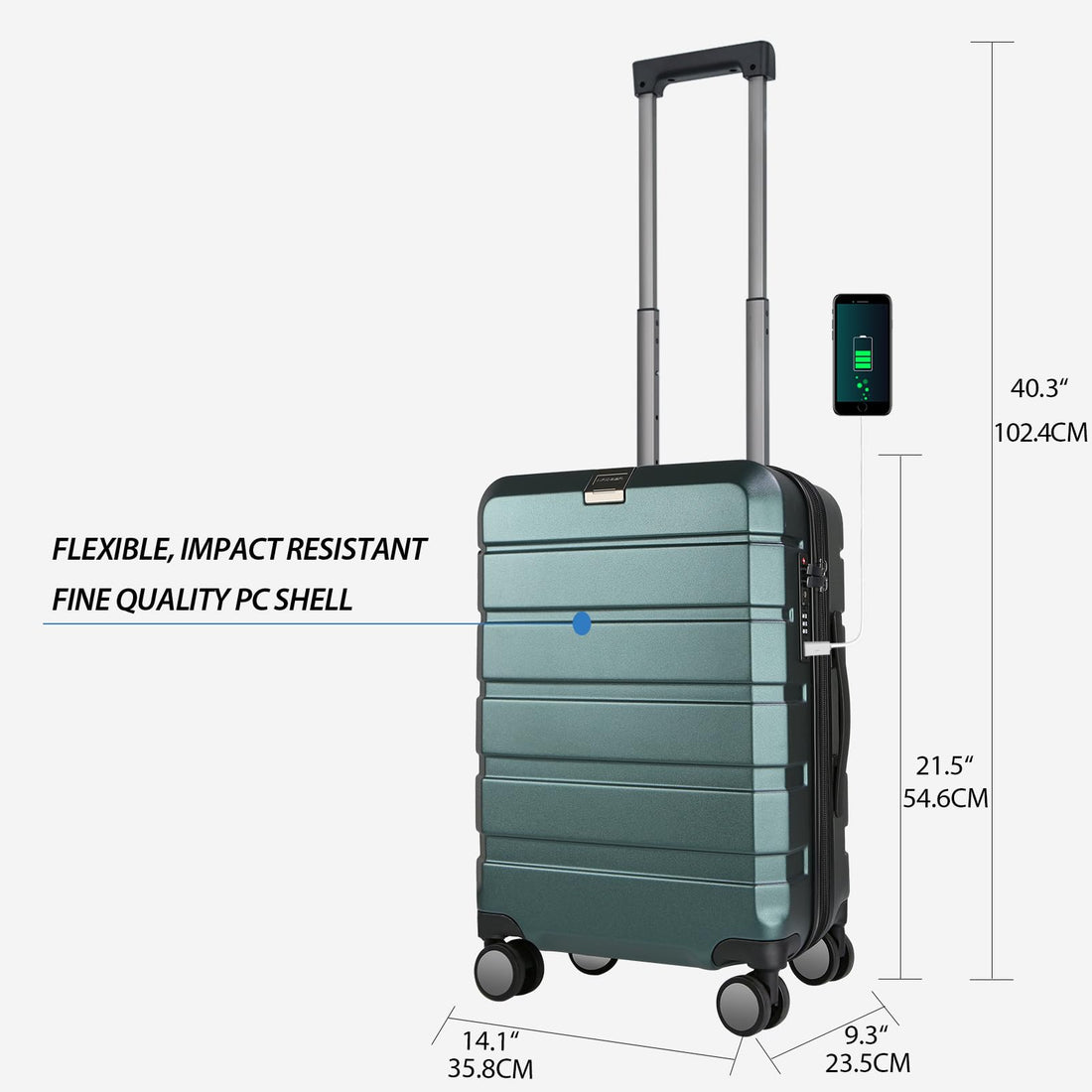 KROSER 20" Carry-On – Steel Grey