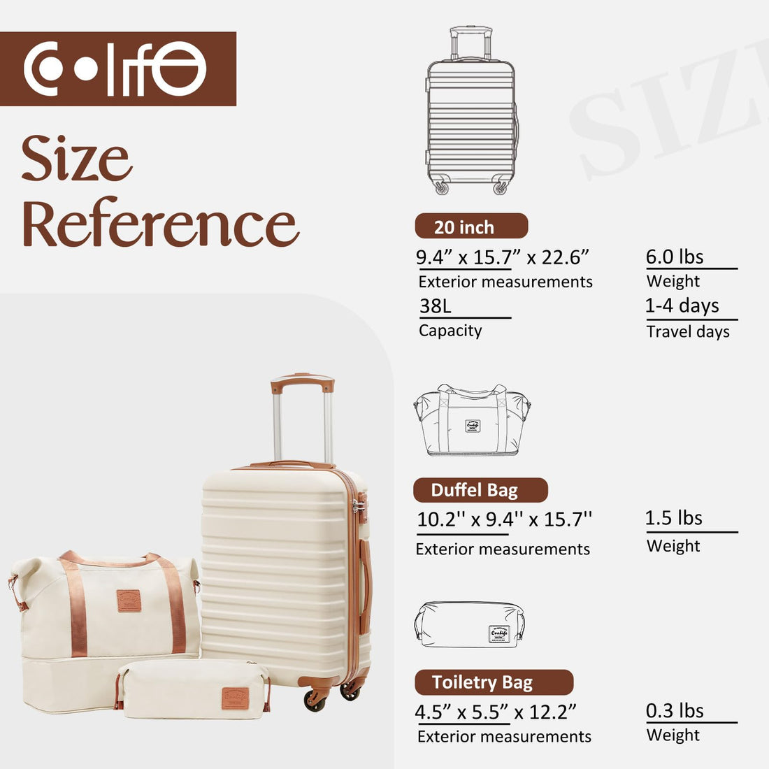 Coolife 3-Piece Luggage Set – Navy