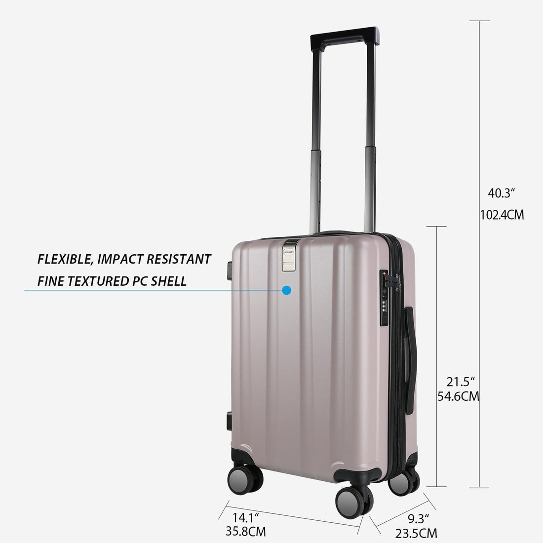 KROSER 20" Carry-On Luggage White