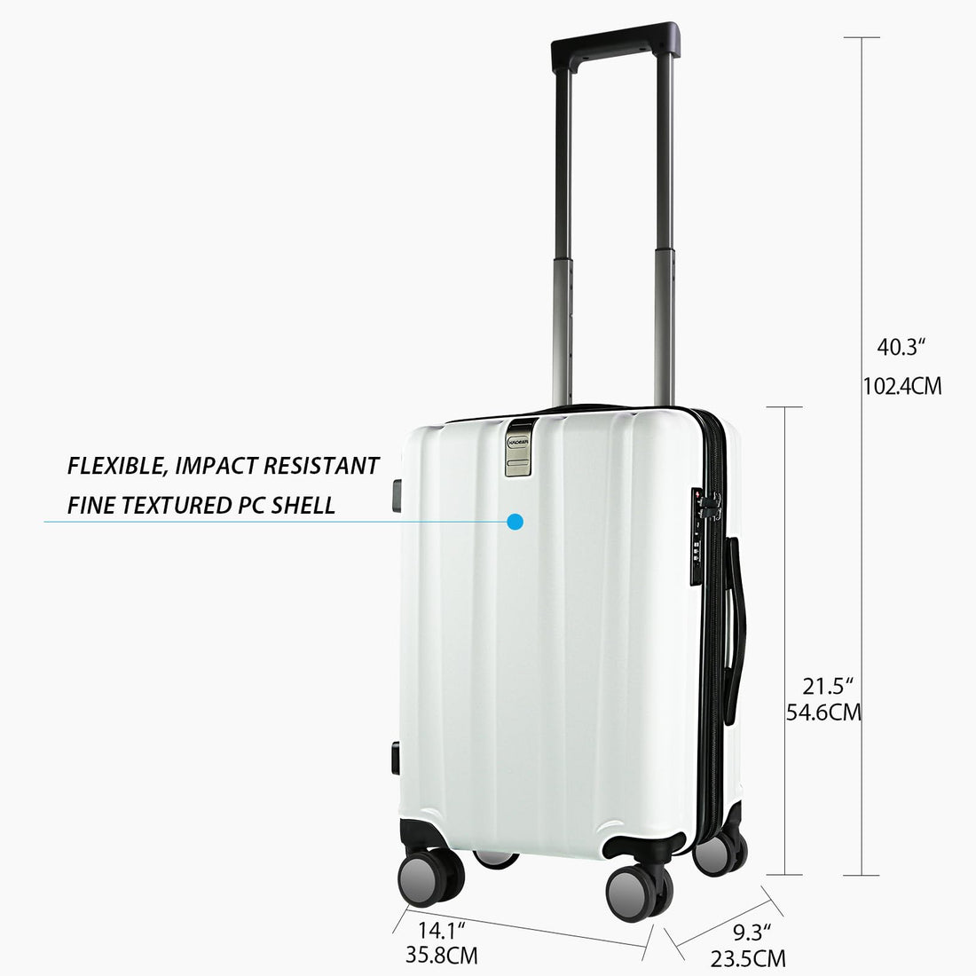 KROSER 20" Carry-On Luggage White