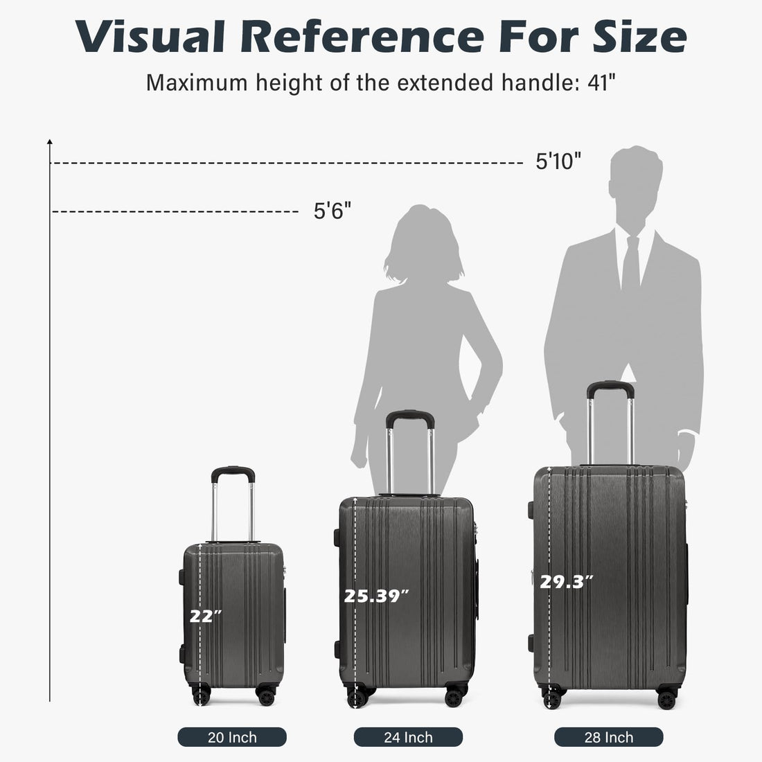 Coolife 3-Piece Expandable Luggage Set