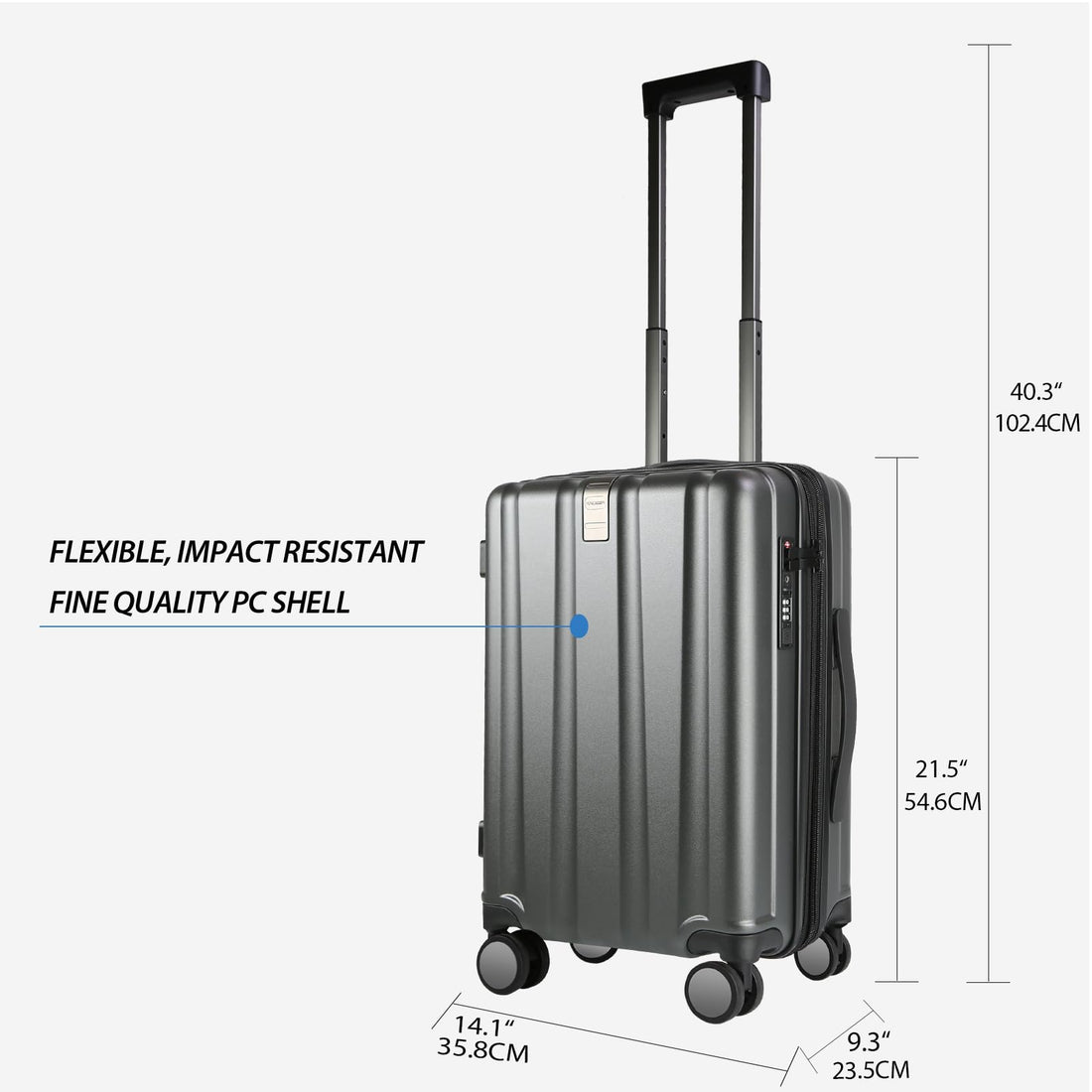 KROSER 20" Carry-On Luggage White