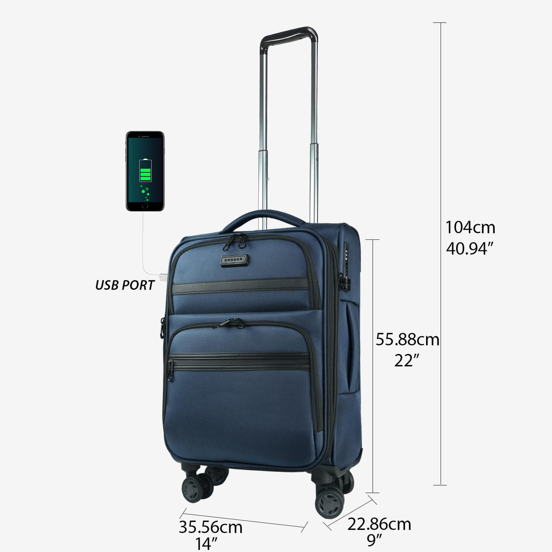 KROSER 20" Carry-On Burgundy