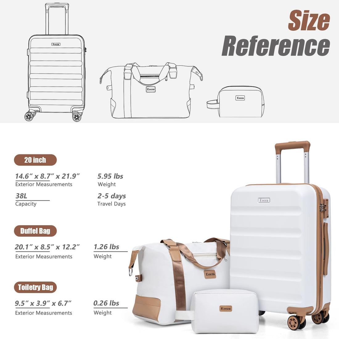 3-Piece Blue Carry-On Luggage Set