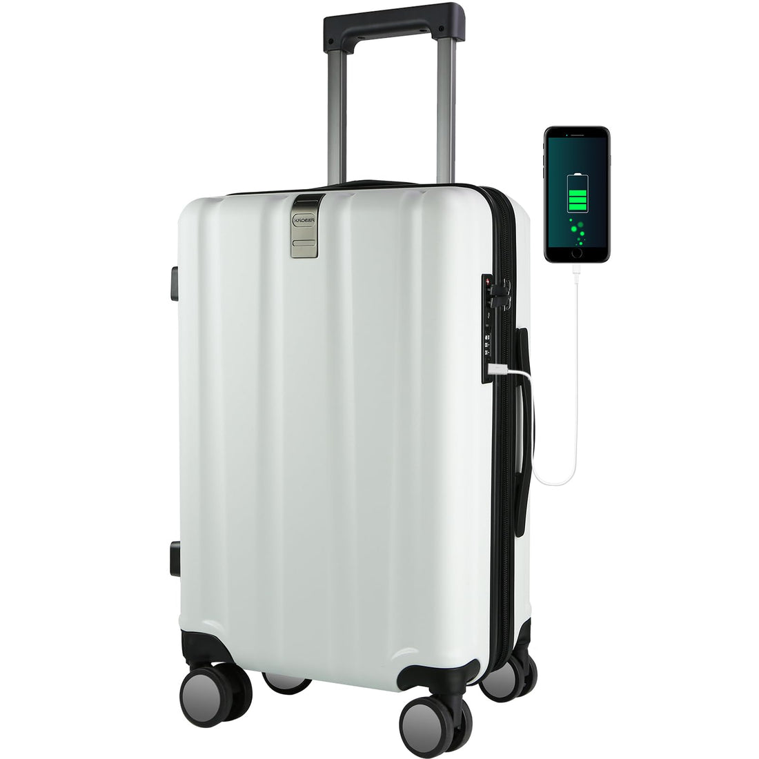 KROSER 20" Carry-On Luggage White