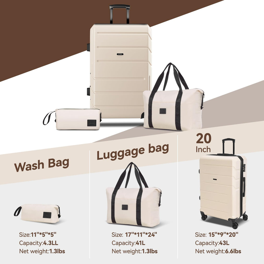 Hoteel 5-Piece Beige Luggage