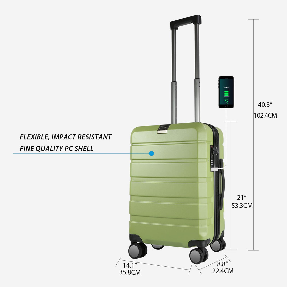 KROSER 20" Carry-On – Steel Grey