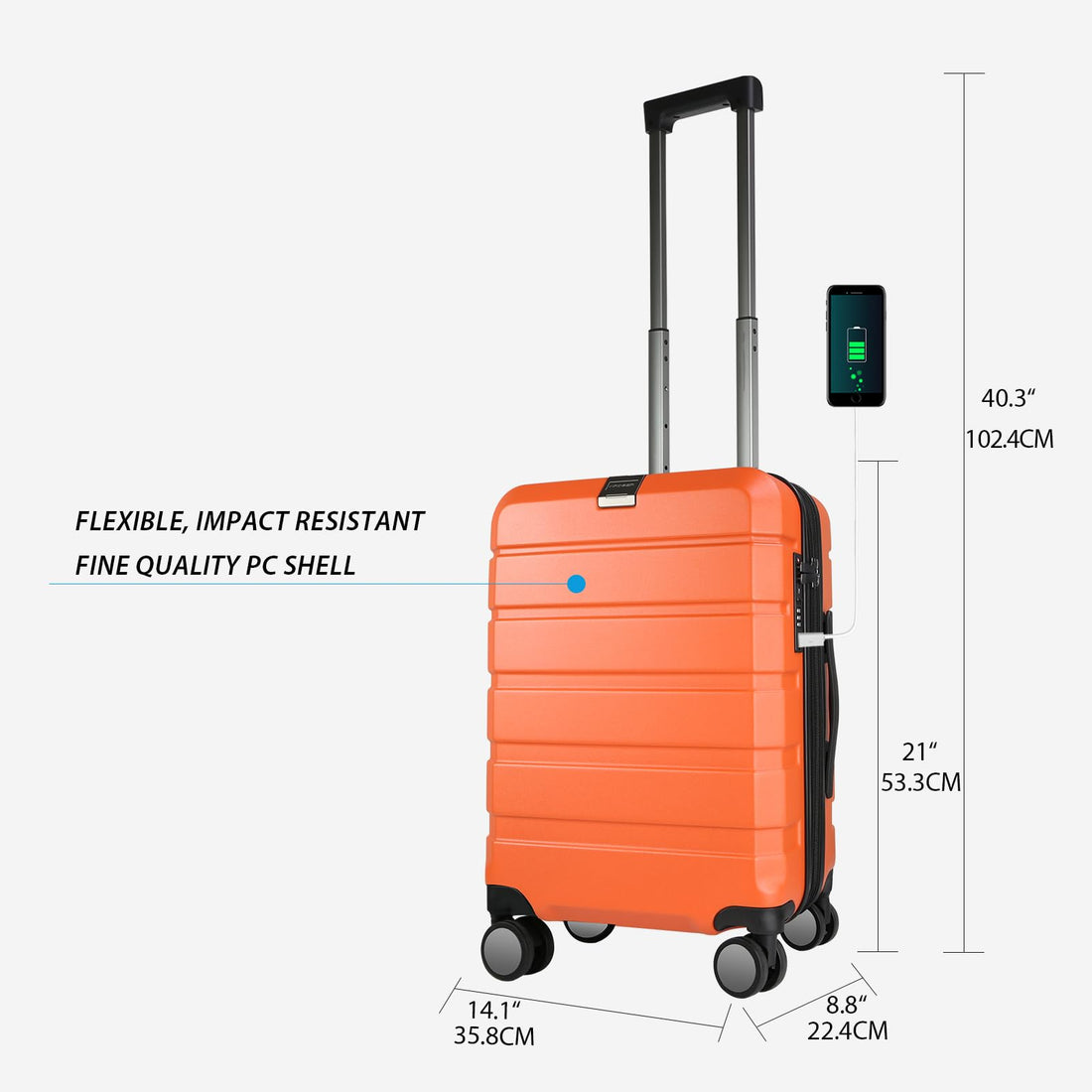 KROSER 20" Carry-On – Steel Grey