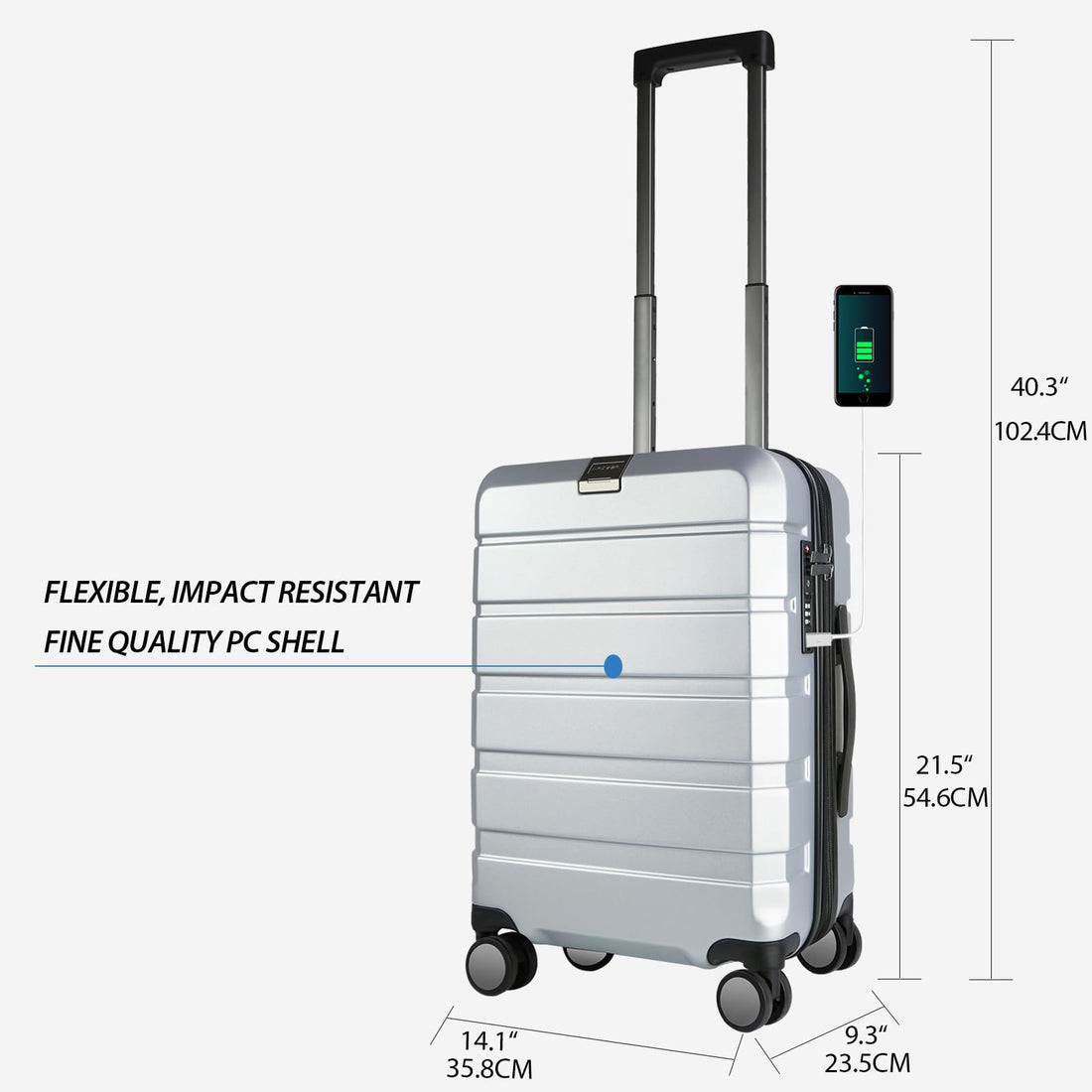 KROSER 20" Carry-On – Steel Grey