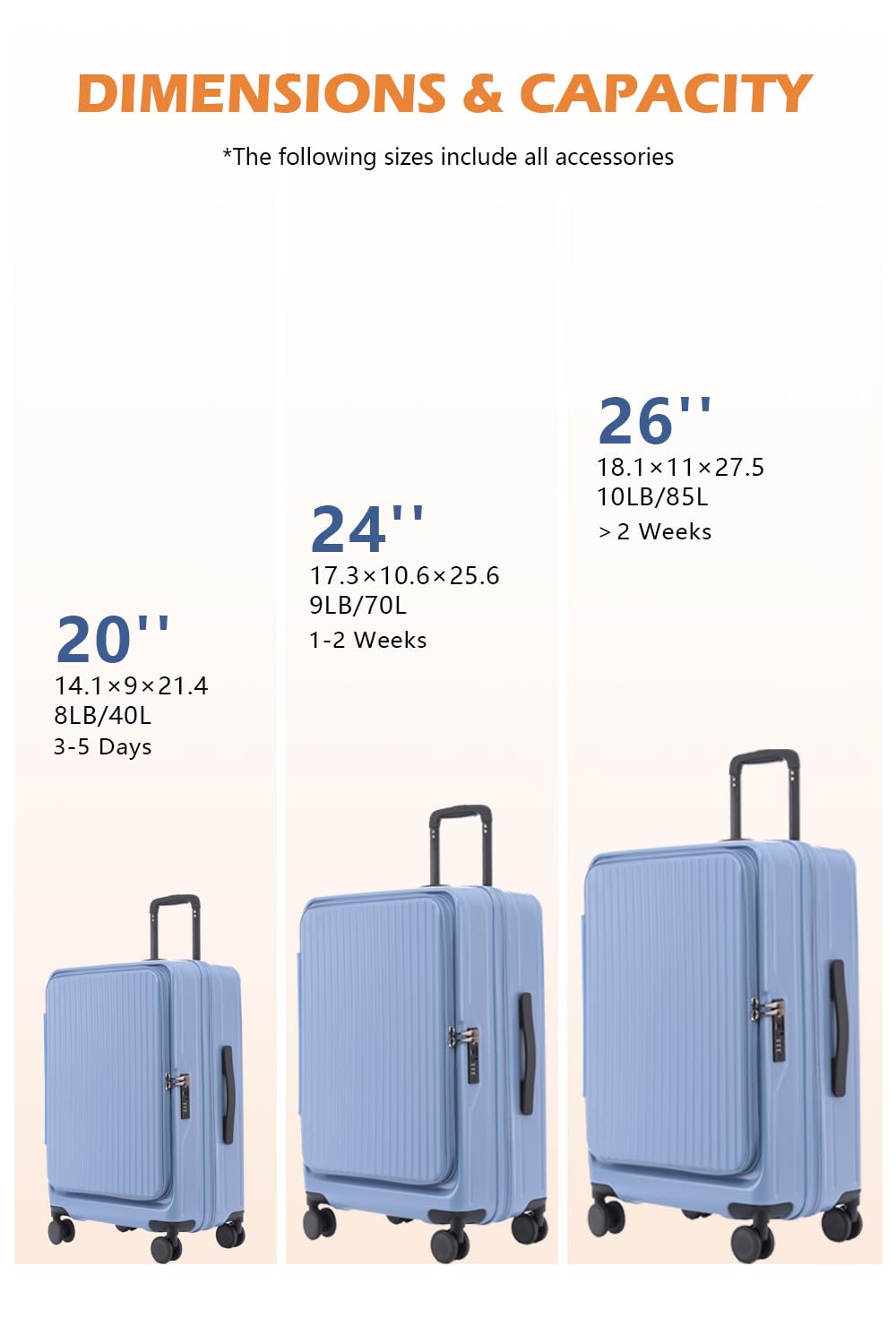 26" HotWay Hardshell Luggage – Black