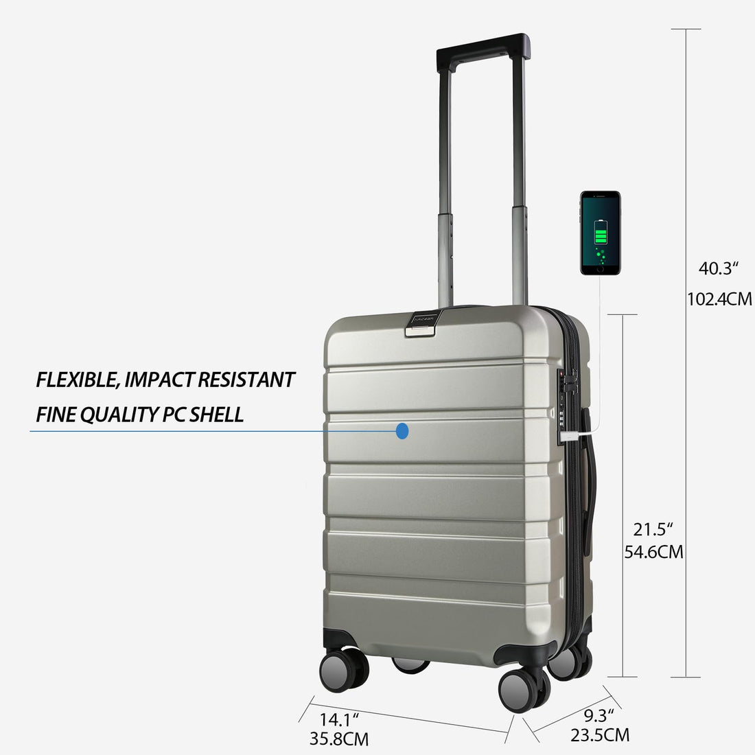 KROSER 20" Carry-On – Steel Grey