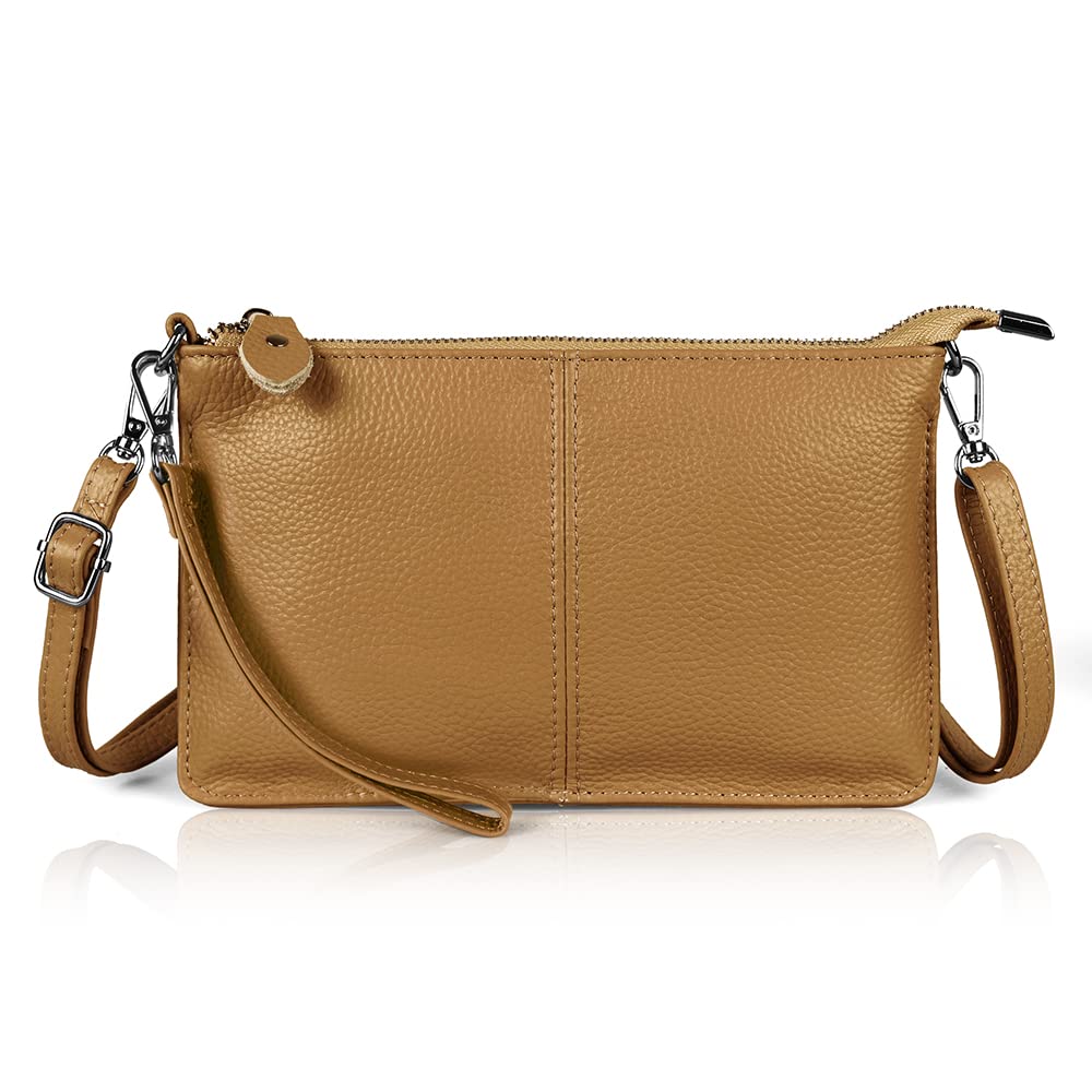 befen Genuine Leather Wristlet Clutch Wallet Purses Small Crossbody Bags for Women with RFID Blocking Card Slots