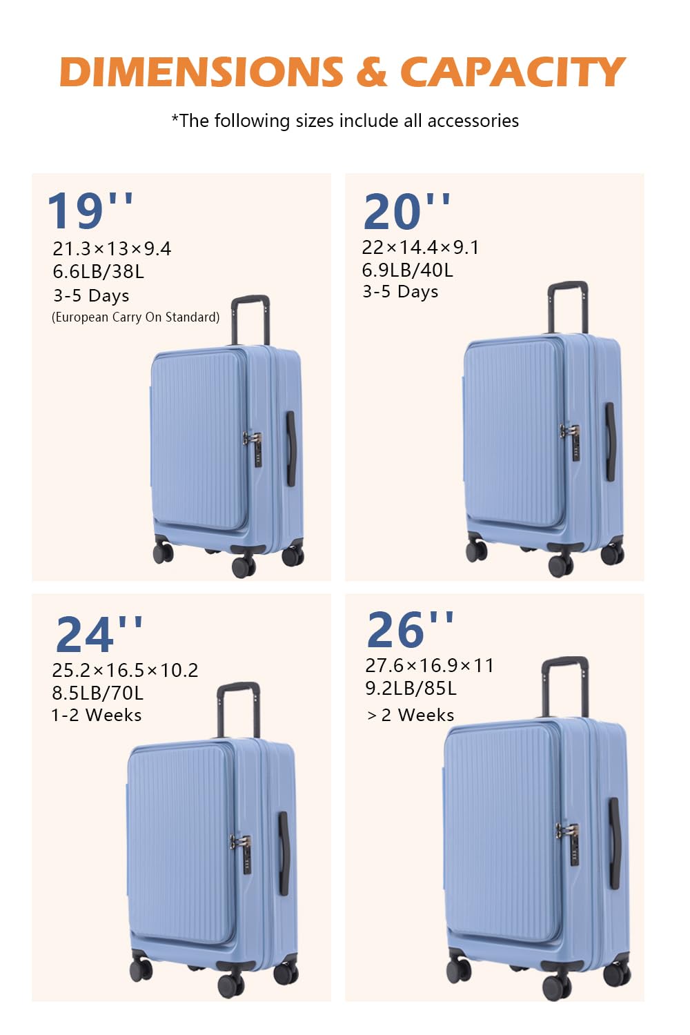 26" HotWay Hardshell Luggage – Black