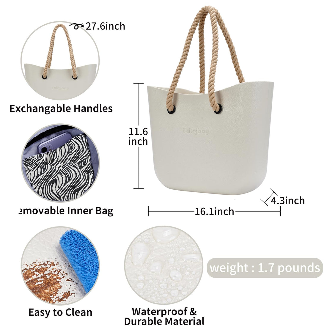 MRMIMI Waterproof Rubber Tote Bag