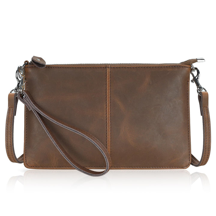 befen Genuine Leather Wristlet Clutch Wallet Purses Small Crossbody Bags for Women with RFID Blocking Card Slots