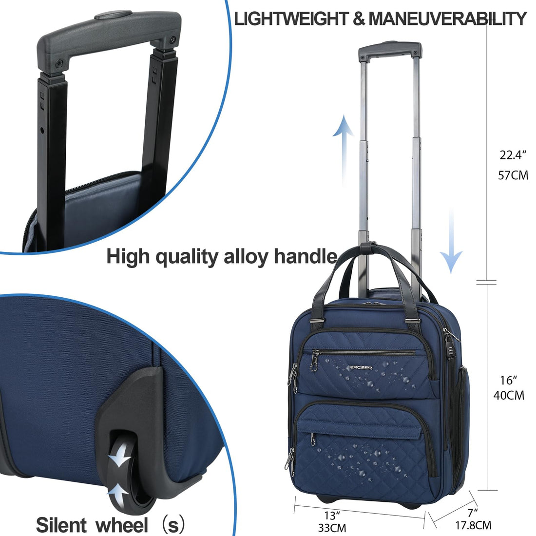 KROSER 16" Underseat Luggage Grey