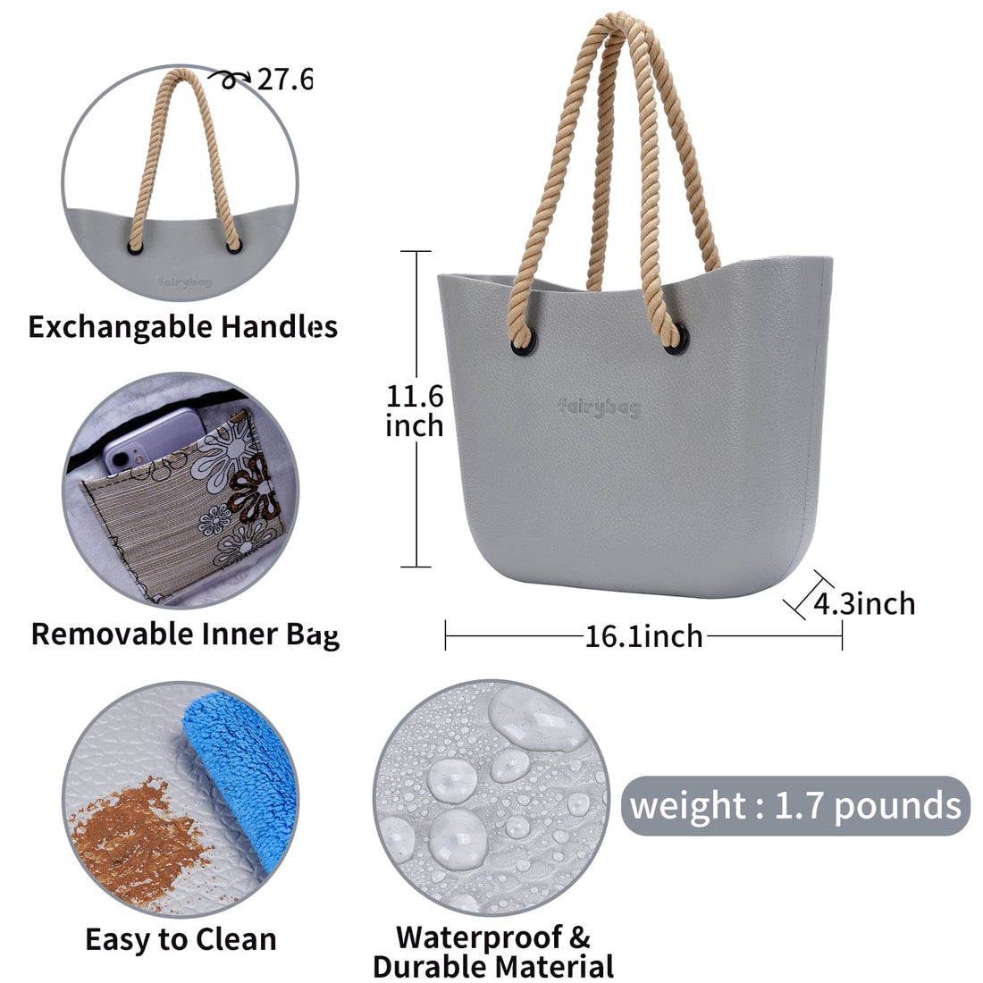 MRMIMI Waterproof Rubber Tote Bag