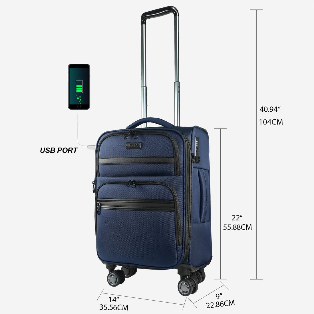 KROSER 20" Carry-On Burgundy