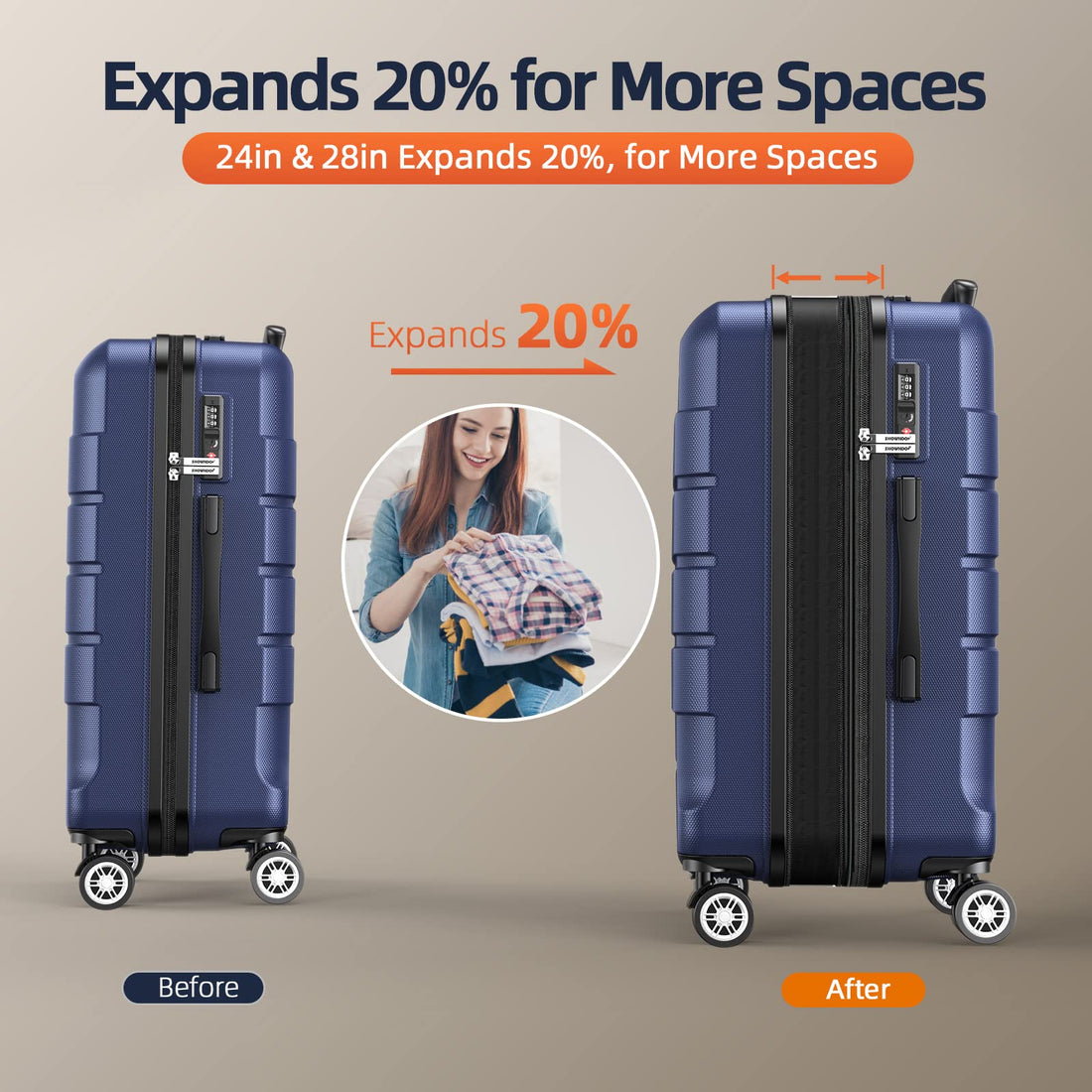 SHOWKOO 3-Piece Luggage Set