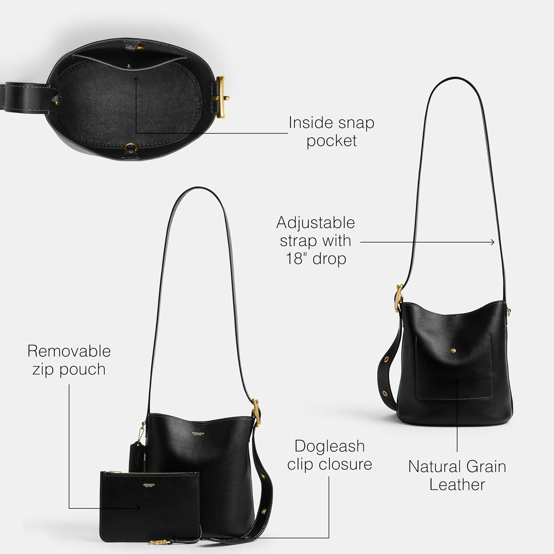 Coach Bleecker Bucket Bag 21, B4/Black
