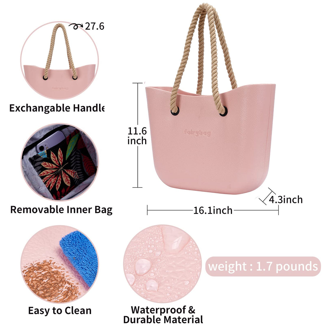 MRMIMI Waterproof Rubber Tote Bag