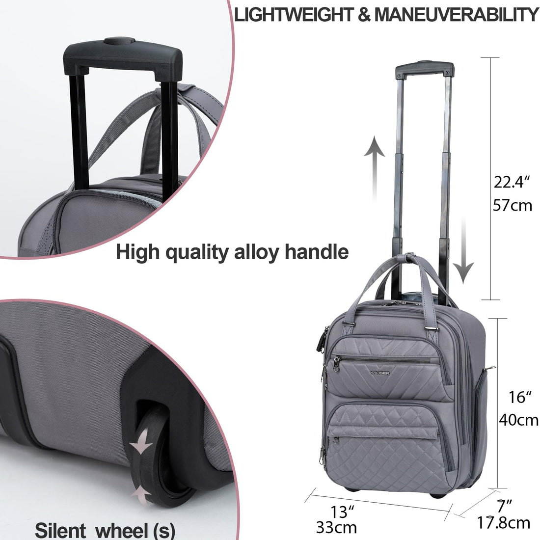 KROSER 16" Underseat Luggage Grey