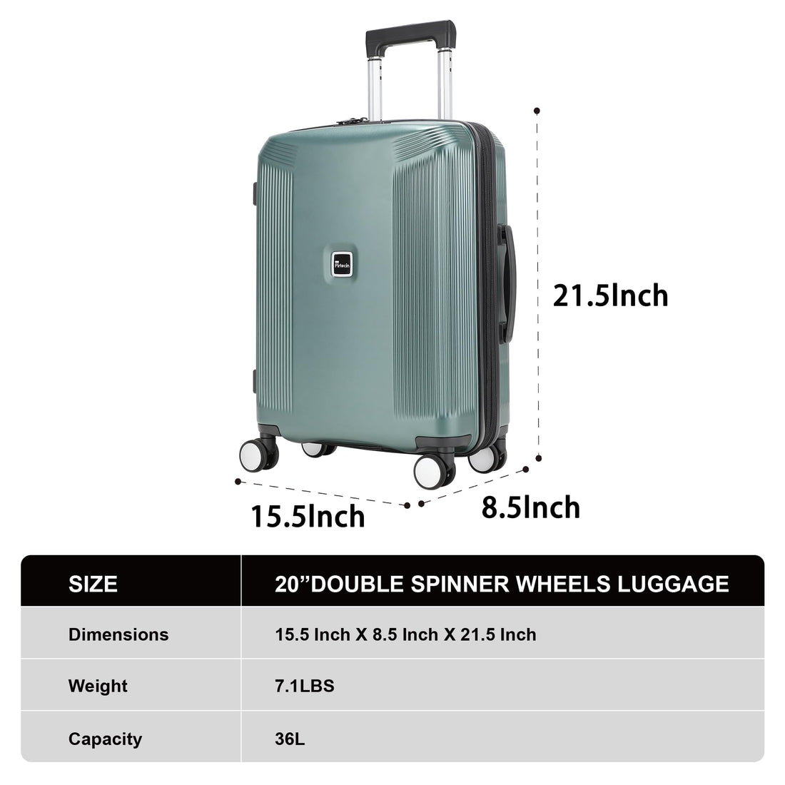2-Piece Gray Luggage Set 20/28"