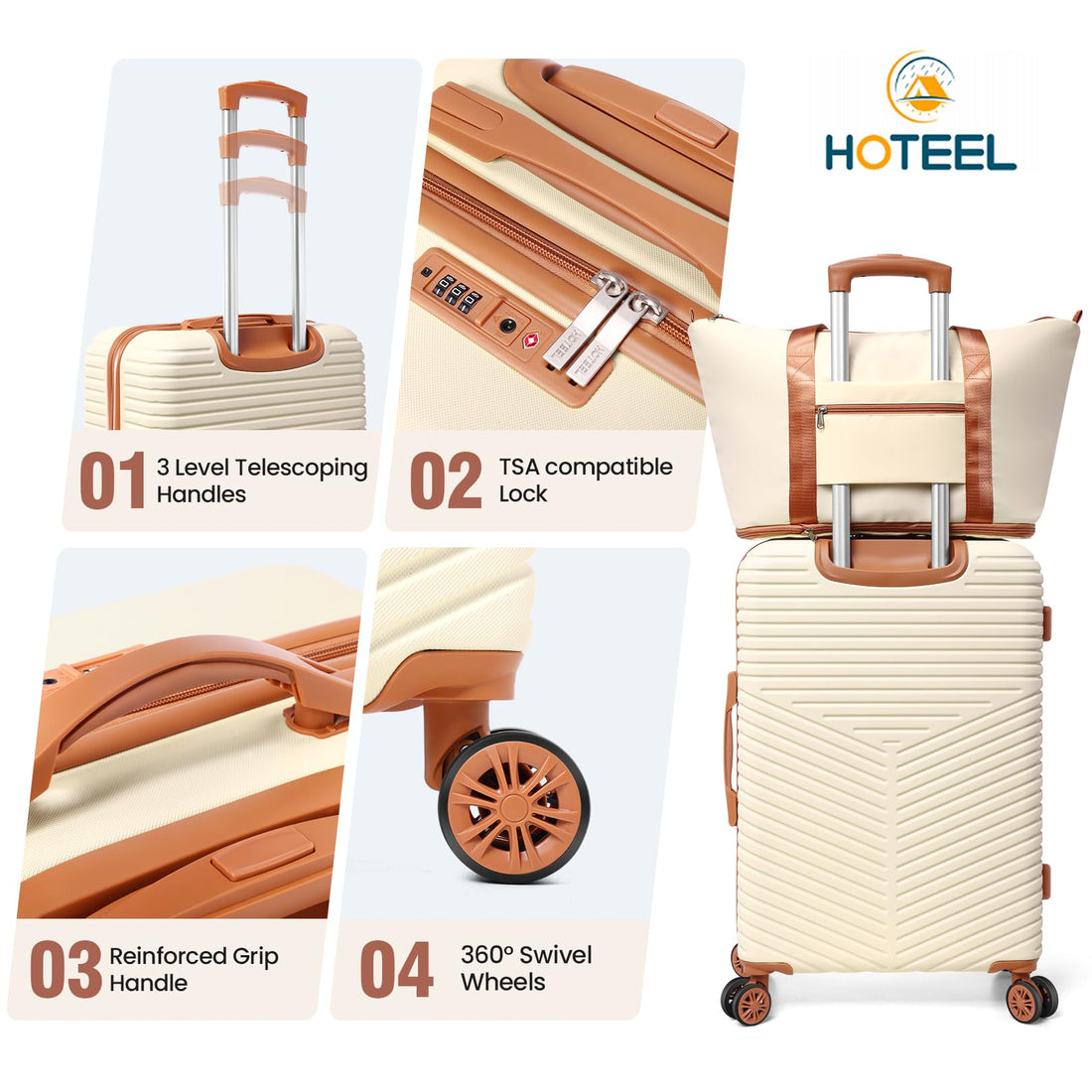 Hoteel 4-Piece Luggage Set – Beige