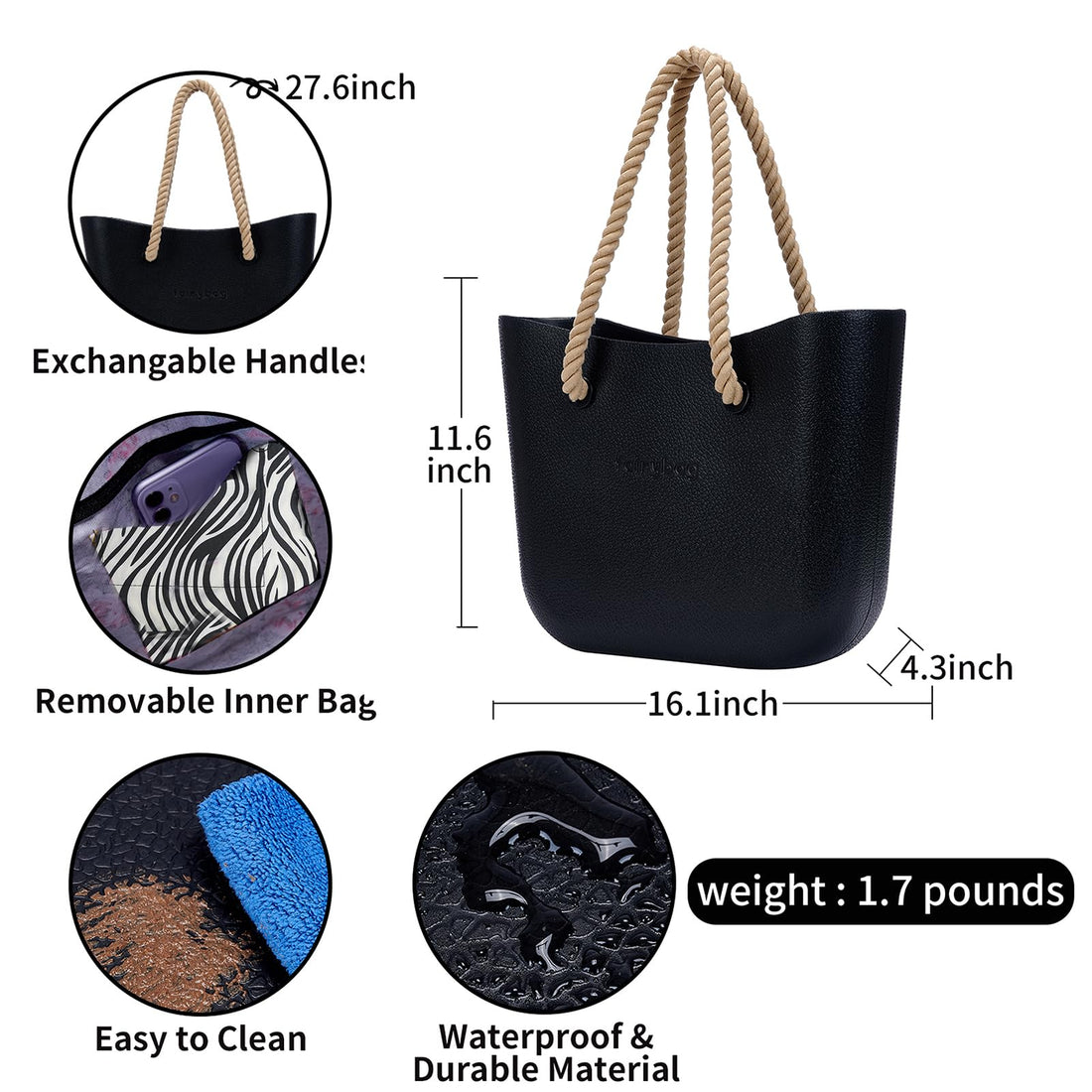MRMIMI Waterproof Rubber Tote Bag