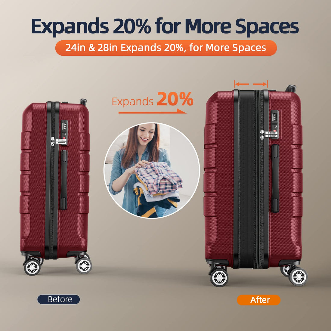 SHOWKOO 3-Piece Luggage Set