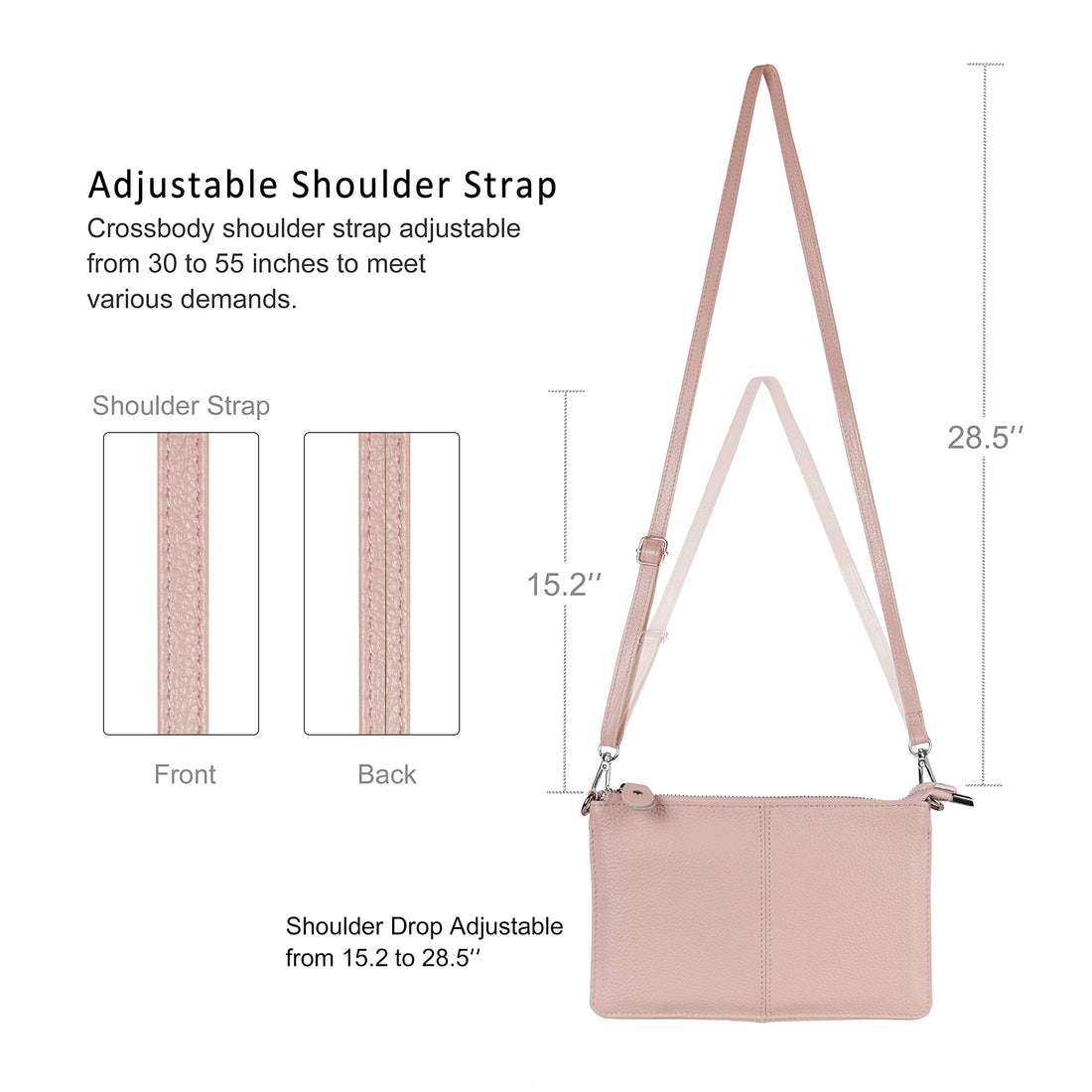 befen Genuine Leather Wristlet Clutch Wallet Purses Small Crossbody Bags for Women with RFID Blocking Card Slots