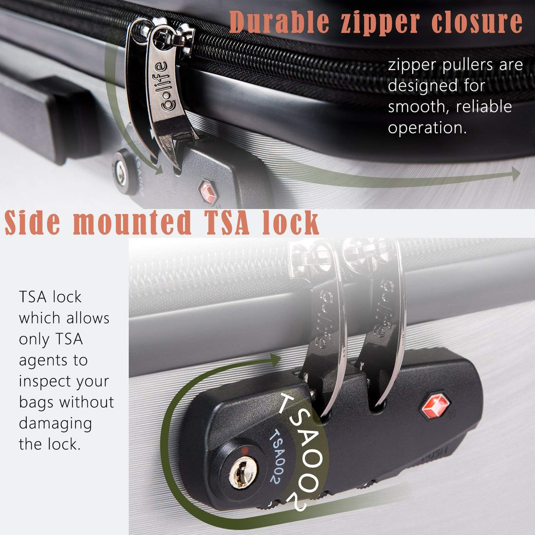 Coolife 3-Piece Expandable Luggage Set