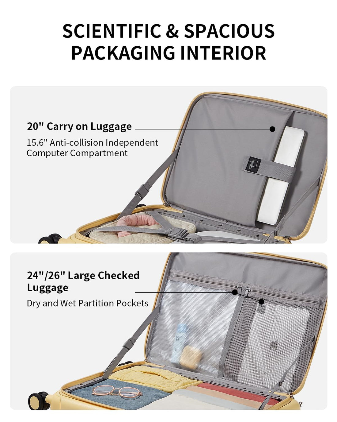 24" Hardshell Luggage – Brown
