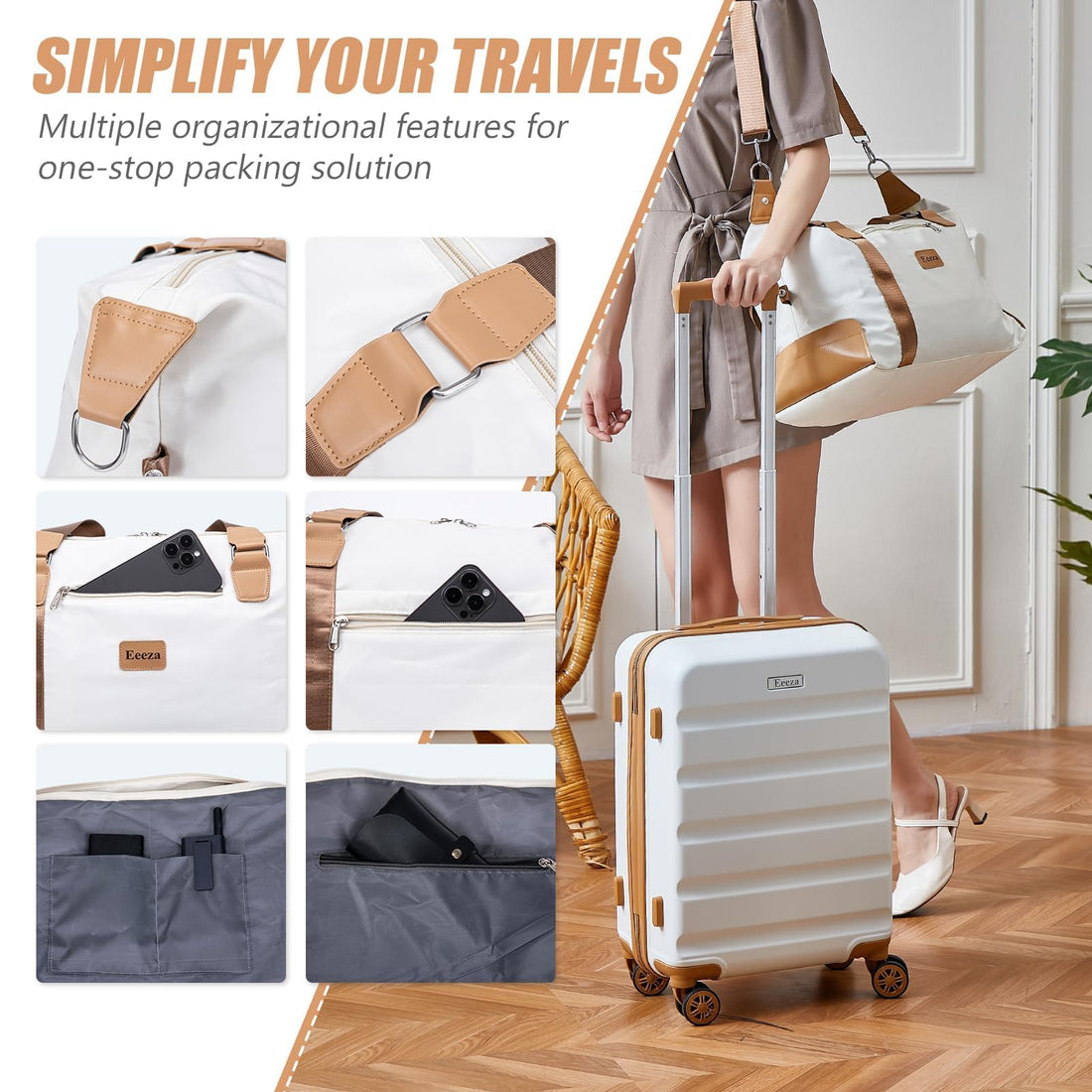 3-Piece Blue Carry-On Luggage Set