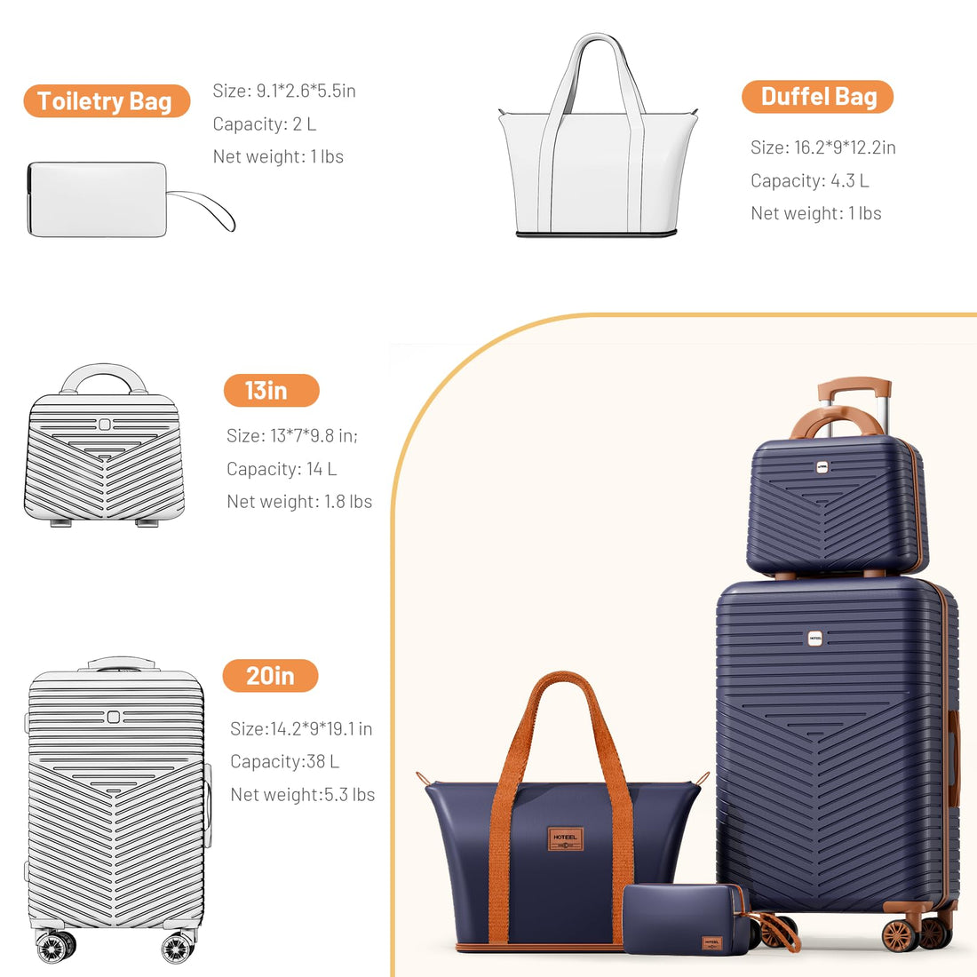4-Piece Hoteel Luggage Set