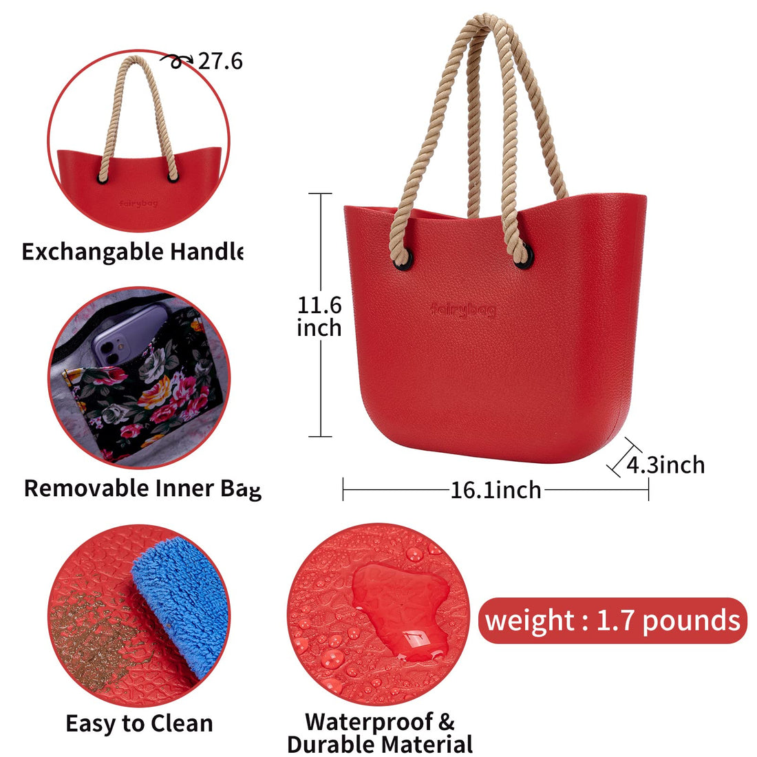 MRMIMI Waterproof Rubber Tote Bag