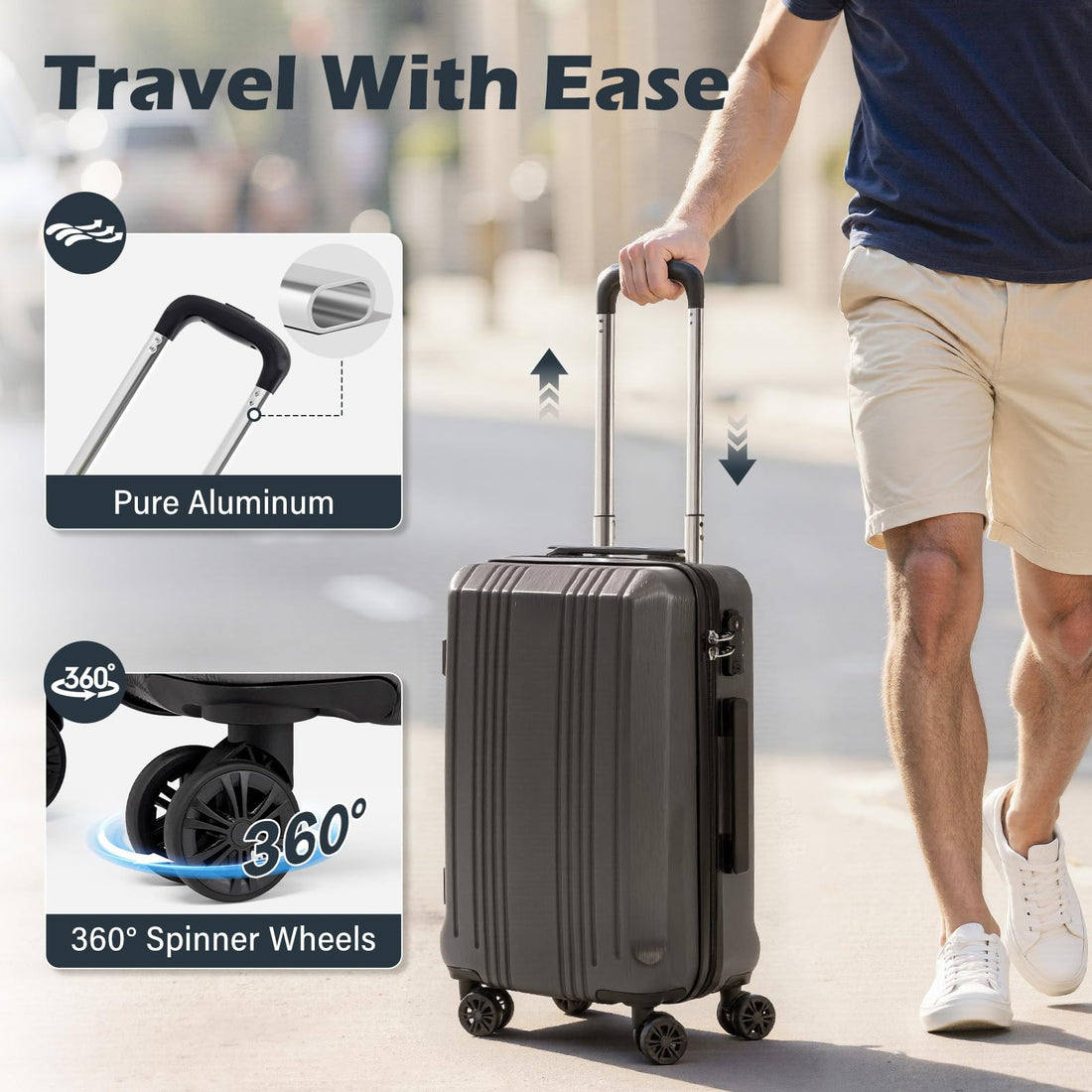 Coolife 3-Piece Expandable Luggage Set