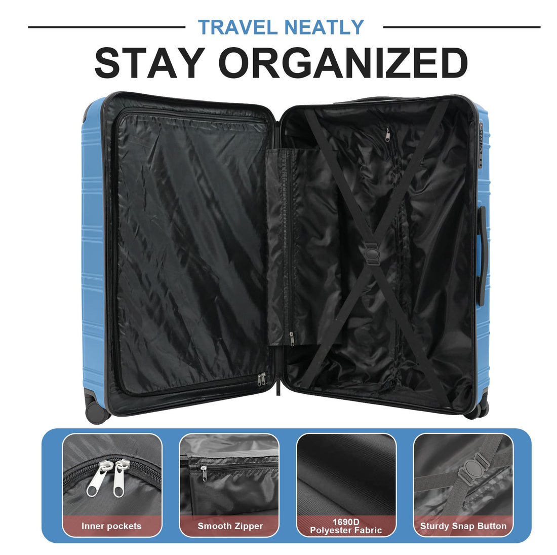 4-Piece Luggage Set – Blue