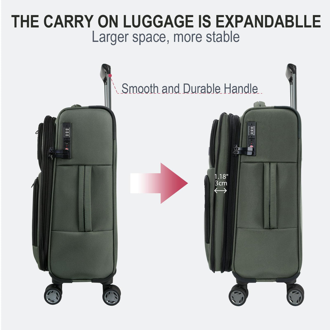 KROSER 20" Carry-On Burgundy