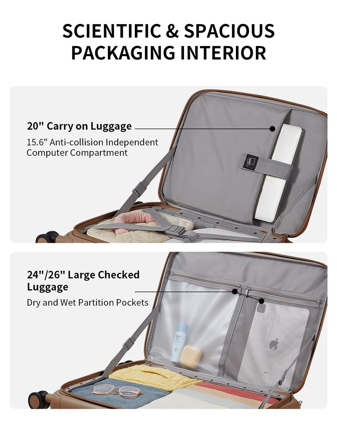 24" Hardshell Luggage – Brown